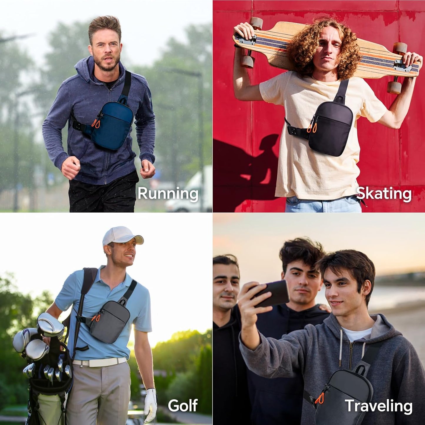 MJNUONE Mini Sling Bag for Men Outdoor Lightweight Small Crossbody Bag Women Casual Daily Bag Waterproof Chest Bag for Travel