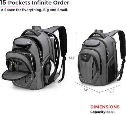 Swissdigital Design TSA Business Laptop Backpack For Men,Travel Backpack With USB Charging Port,College Tech Backpacks With RFID Pockets Presents For Men Fits 15.6 Inch Computer Grey | TERABYTE