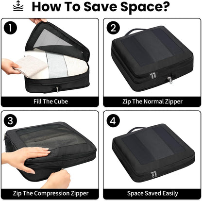 8 Set/6 Set/4 Set Compression Packing Cubes for Travel, Lightweight Vacation Travel Essentials, Travel Accessories for Suitcase Organizer Bags Set, Durable Luggage Organizer