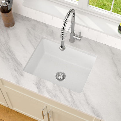 Dcolora 22 Inch Undermount Wet Bar Sink Single Bowl Modern Kitchen Sink White Granite Composite Deep Prep Small Sinks 22"×17"×9",DC-GUW003