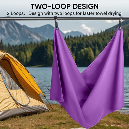 APEXUP Microfiber Travel Towel, Ultra Absorbent Quick Dry Towels, Lightweight Gym Sports Camping Towel for Workout, Yoga, Beach, Shower, Swimming (72"×40", Purple)