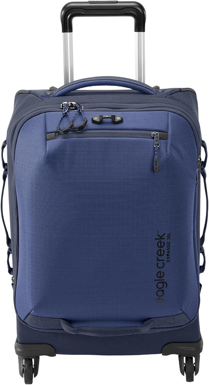 eagle creek Expanse 4-Wheel 21.5" International Carry-On Luggage - Four-Wheel Carry-On Luggage for Easy Travel - Lockable Zippers - Expandable Main Compartment - Telescoping Handles - Pilot Blue