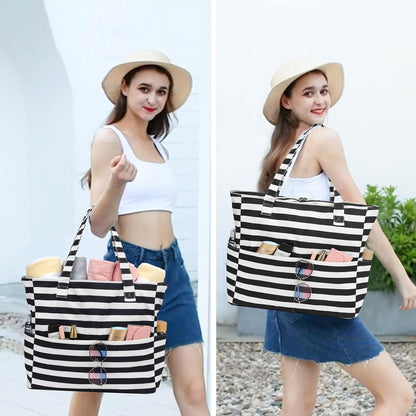 Beach Pool Bags Tote for Women Ladies Large Gym Tote Carry On Bag With Wet Compartment for Weekender Travel Waterproof