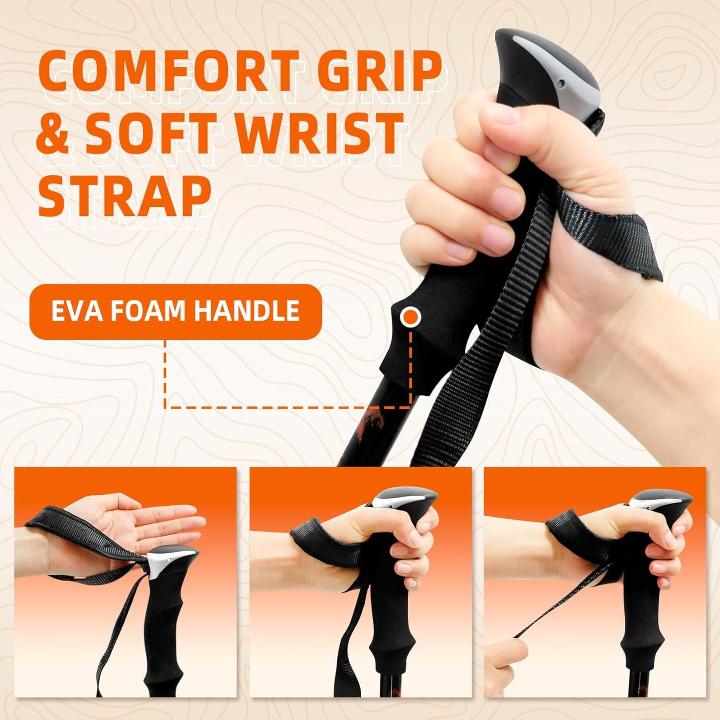 Collapsible Trekking Poles for Hiking - Lightweight Foldable Hiking Poles, 2 Pack Adjustable Aluminum Walking Sticks with for Men, Women, Kids, Seniors, Walking Poles for Backpacking, Camping, Travel