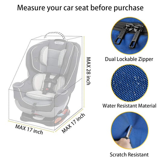 YOREPEK Car Seat Travel Bag, Padded Car Seats Backpack for Air Travel, Heavy Duty Carseat Travel Bag for Airplane, Airport Gate Check Bag (Blue)