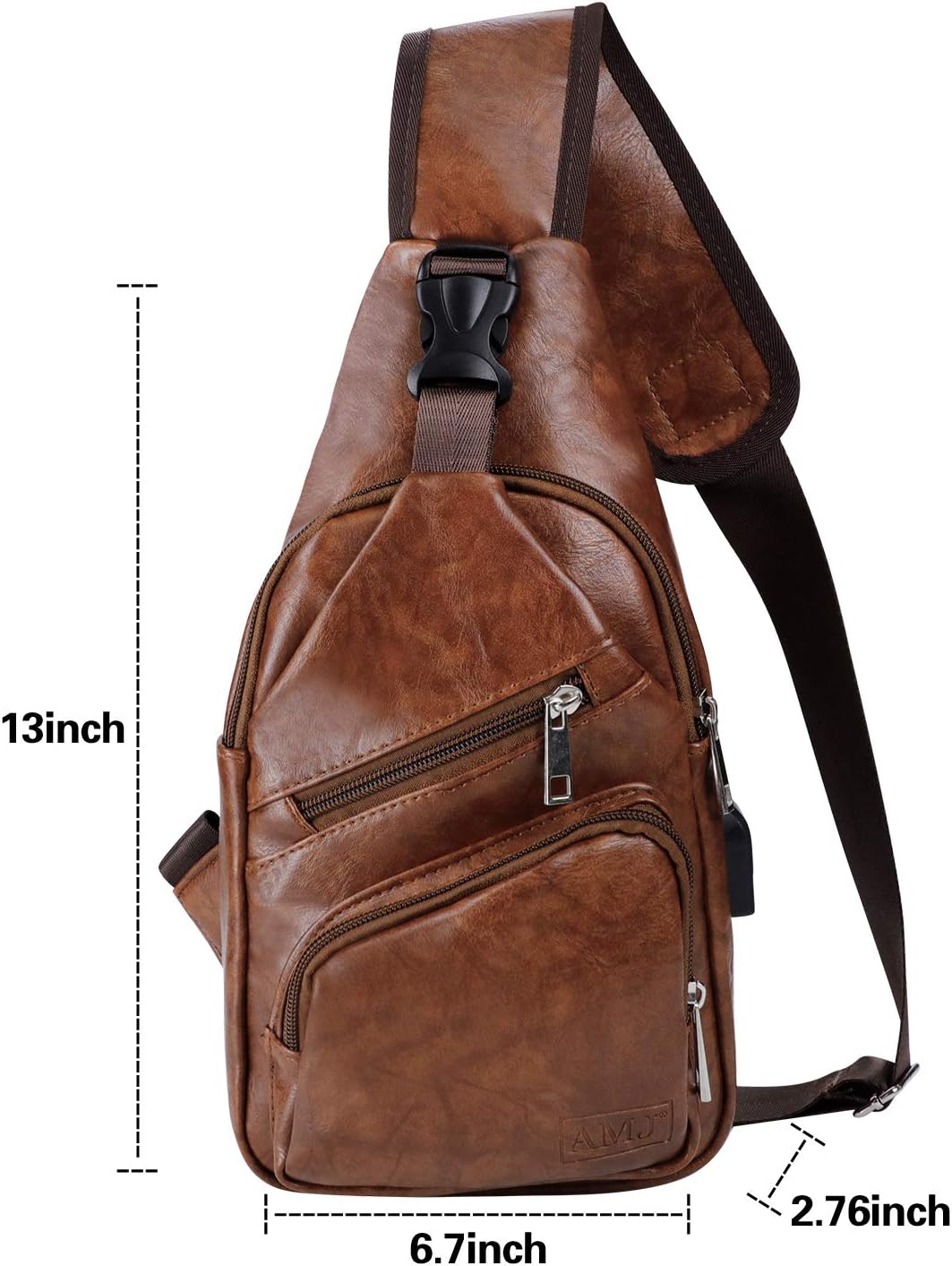 AMJ Crossbody Sling Bag Men Women, Casual Shoulder Backpack, Chest Daypack Satchel for Hiking Travel