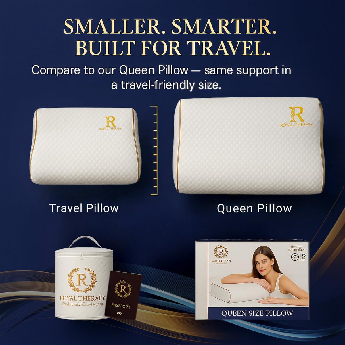 Royal Therapy Travel Memory Foam Cervical Pillow – Contour Pillow for Neck and Shoulder Pain
