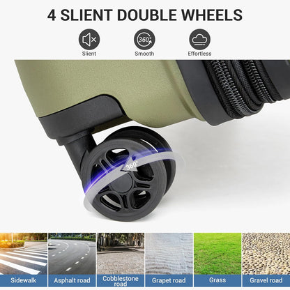 Kono 20 Inch Expandable Carry On Luggage with Spinner Wheels, Durable Hardside Luggage with Hidden Cup Holder, Lightweight Hard Shell Carry On Suitcase Airline Approved with TSA Lock(Green)