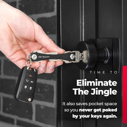 KEYSMART Key Holder for Keychain - Compact Key Organizer for Key Chain, Minimalist Clutter-Free EDC Keychains Key Ring, Black Flex, 8 Keys