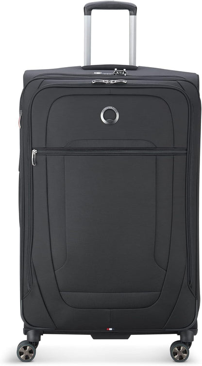 DELSEY PARIS Helium DLX Softside Expandable Luggage with Spinner Wheels, Black, Checked-Large 29 Inch