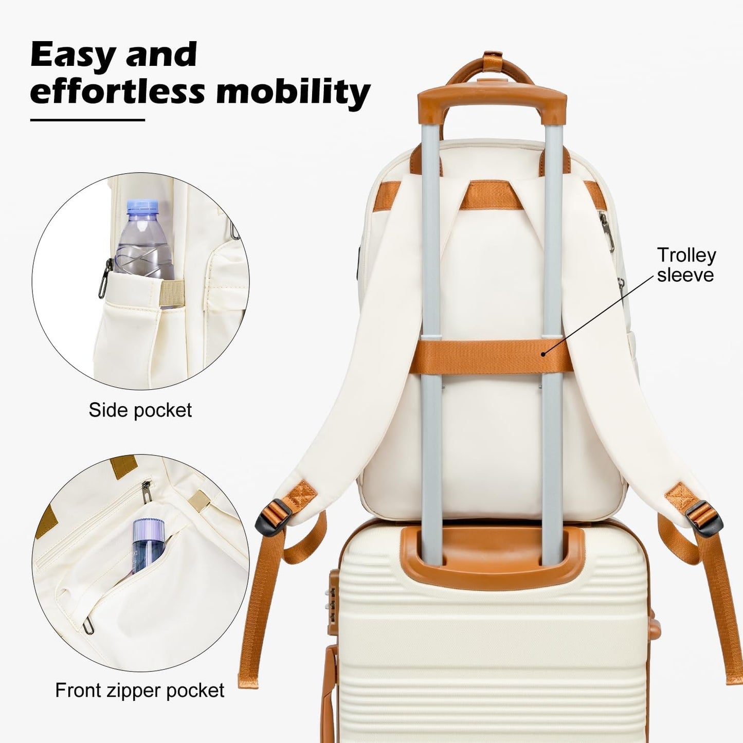 LONG VACATION 3 Piece Carry On Luggage 20 Inch Suitcase with Spinner Wheels, ABS+PC Hardshell Suitcase set with TSA Lock & YKK Zipper