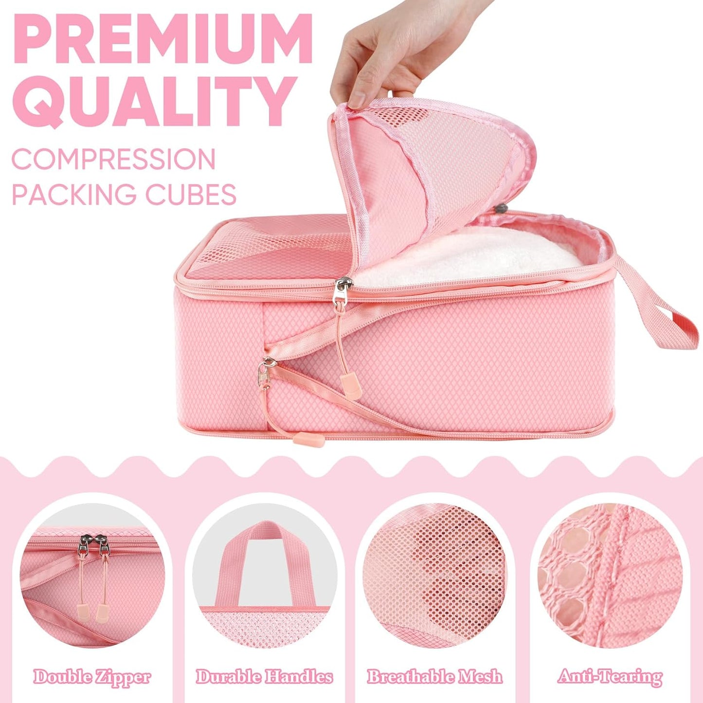 8 Set Compression Packing Cubes for Travel, Packing Cubes Compression Travel Accessories Expandable Packing Organizers for Carry on Luggage Suitcase (Gray)