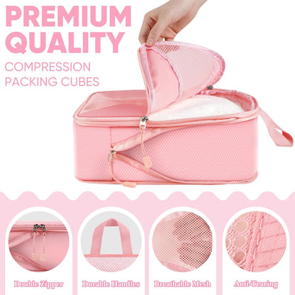 8 Set Compression Packing Cubes for Travel, Packing Cubes Compression Travel Accessories Expandable Packing Organizers for Carry on Luggage Suitcase (Gray)