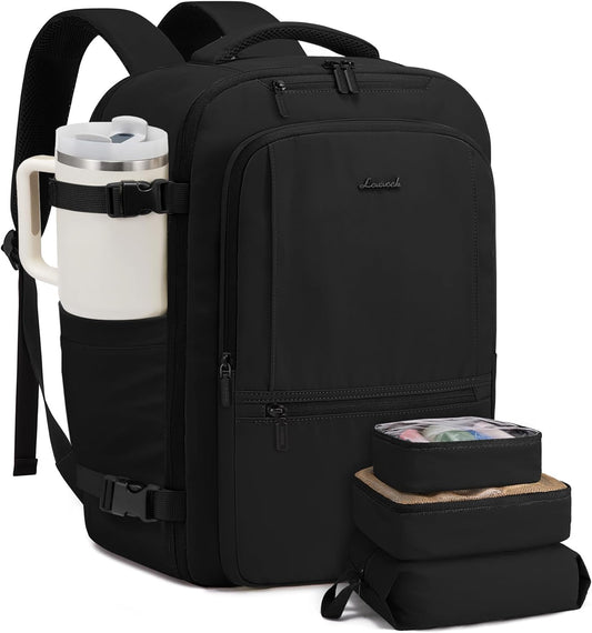 LOVEVOOK Travel Backpack for Women & Men, 60L Large Carry On Backpack Airline Approved, TSA Personal Item Weekender Bag, Water Resistant Laptop Backpacks with 3 Packing Cubes for Travel Essentials