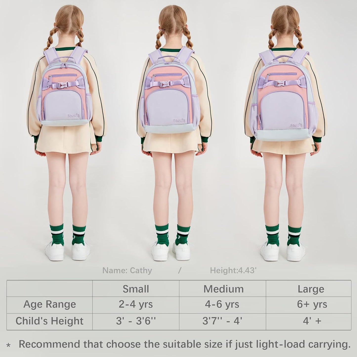 Lightweight Cute Kids Backpack for School Kindergarten Elementary Backpacks for Gilrs ages 6-8-10 (Purple Pink)