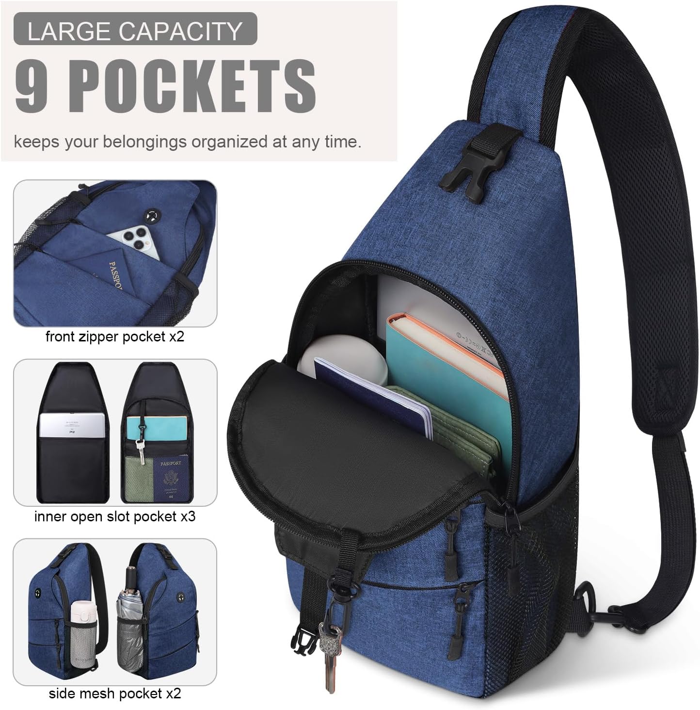 Crossbody Bags for Women Men Trendy Sling Bag Bakpack Casual Chest Bag with Convertible Shoulder Strap