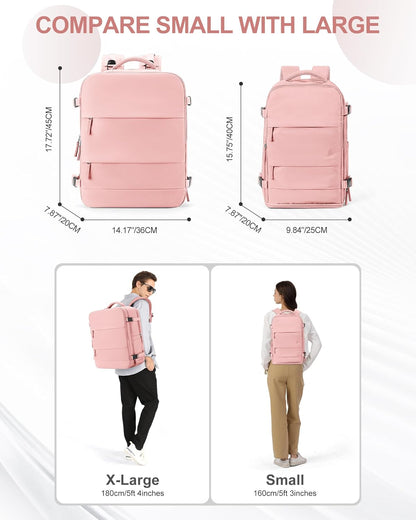 coowoz Travel Backpack Carry On for Women Man Gym Backpacks with Laptop Compartment Mochila de Viaje Teacher Personal Item Backpack Airplane Accessories Must Haves Pink Small