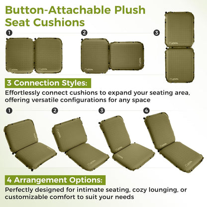 ATEPA Inflatable Stadium Seat Cushion, Self-Inflating Memory Foam Stadium Seats Bleacher Seat Chair Cushion Pad for Airplane Travel Backpacking Sports Events