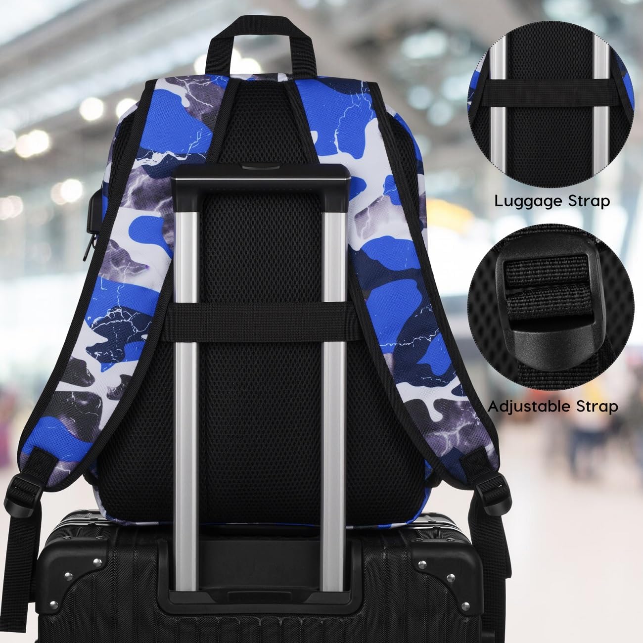 School Backpack Stone Textured,Classic Bookbag Men and Teen Boy Schoolbag with USB Charging Port for High School College Office Work Travel