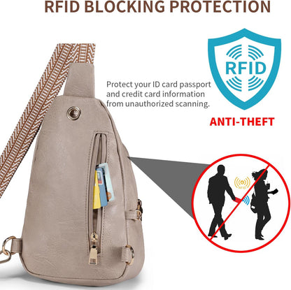 Crossbody Bags for Women Anti Theft Small Sling Handbag with Zipper Lock Vegan Leather RFID Blocking Chest Pure