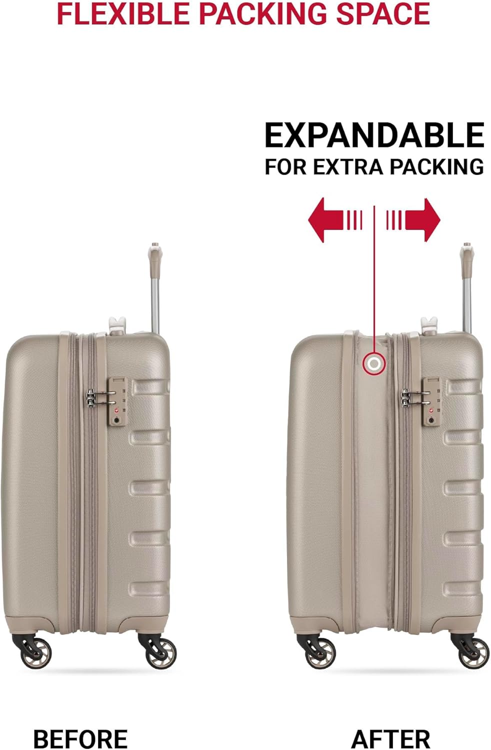 SwissGear 7366 Hardside Expandable Luggage with Spinner Wheels, Sand, 2-Piece Set (19/27)