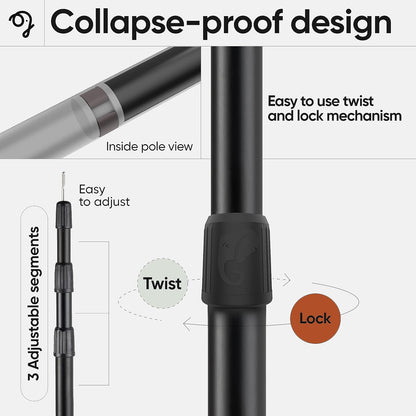 Green Elephant Camping Tarp Poles - Adjustable Aluminum Telescoping Tent Poles for Tarps, Canopy & Awning - Heavy Duty Collapsible Pole Set of 4 - Extends 8ft, Shrinks to 2ft - Caravan & Beach Shade