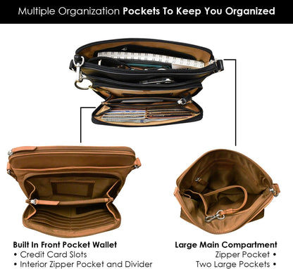 ili New York Genuine Leather Crossbody Bags for Women - Premium RFID Blocking Shoulder Bag Organizer with Adjustable Strap