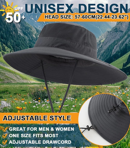 Home Prefer UPF50+ Mens Sun Hat Wide Brim Fishing Hat Foldable Large Brim UV Protection Sun Hat for Men Women Beach Gardening