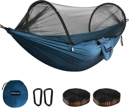 Chihee Ultra-Light Travel Camping Hammock Pop-up Net Hammock 660lbs Load Capacity,Breathable,Quick-Drying Parachute Nylon 2 Premium Carabiners,2 Tree Slings Included for Outdoor Backpacking Hiking