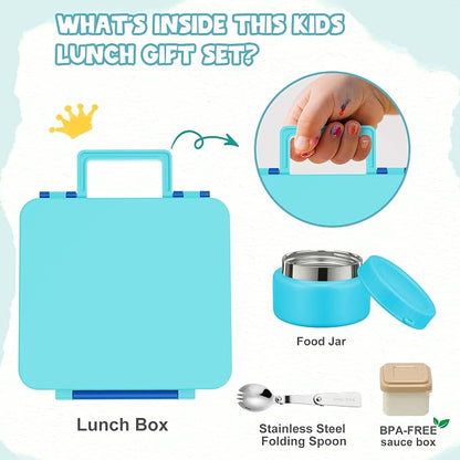Kids Bento Lunch Box with 8oz Soup Thermo, Kids Leakproof Lunch Food Containers - Image 4