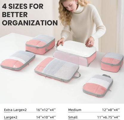 8 Set/6 Set/4 Set Compression Packing Cubes for Travel, Lightweight Vacation Travel Essentials, Travel Accessories for Suitcase Organizer Bags Set, Durable Luggage Organizer