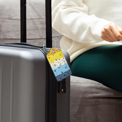 Fun Luggage Tags for Suitcases Leather Name Tag for Luggage Cute Travel Baggage Tags for Carnival Cruise Ships with Funny Patter 2pcs (Star)