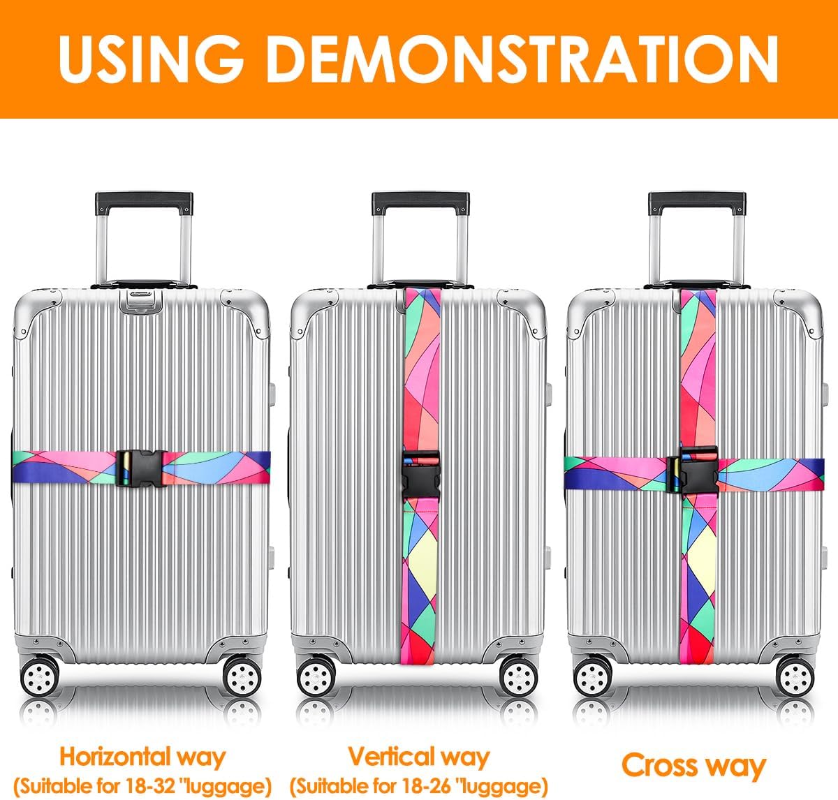 Adjustable Travel Luggage Strap Suitcase Belt Travel Bag Accessories 1.96 in W x 6.23 ft L