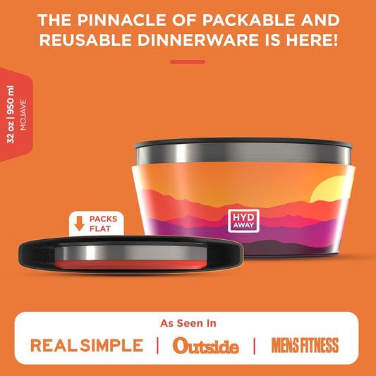 HYDAWAY 1-Quart Collapsible Insulated Bowl with Lid - BPA-Free, Leak-Resistant, Space-Saving Camp Bowl - Ideal for Hiking, Travel & Outdoor Meals