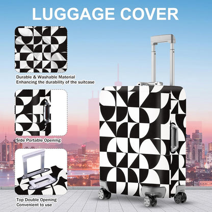 ANNA QUEEN Geometric Minimalist Luggage Cover, Suitcase Protector with Modern Abstract Pattern, Stretchable, Washable Travel Cover for 20-22 Inch Luggage