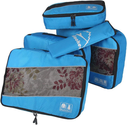 5 Set Packing Cubes for Travel Large Suitcase Luggage Organizer Bags Travel Accessories Vacation 4 Cubes 1 Laundry Pouch Bag