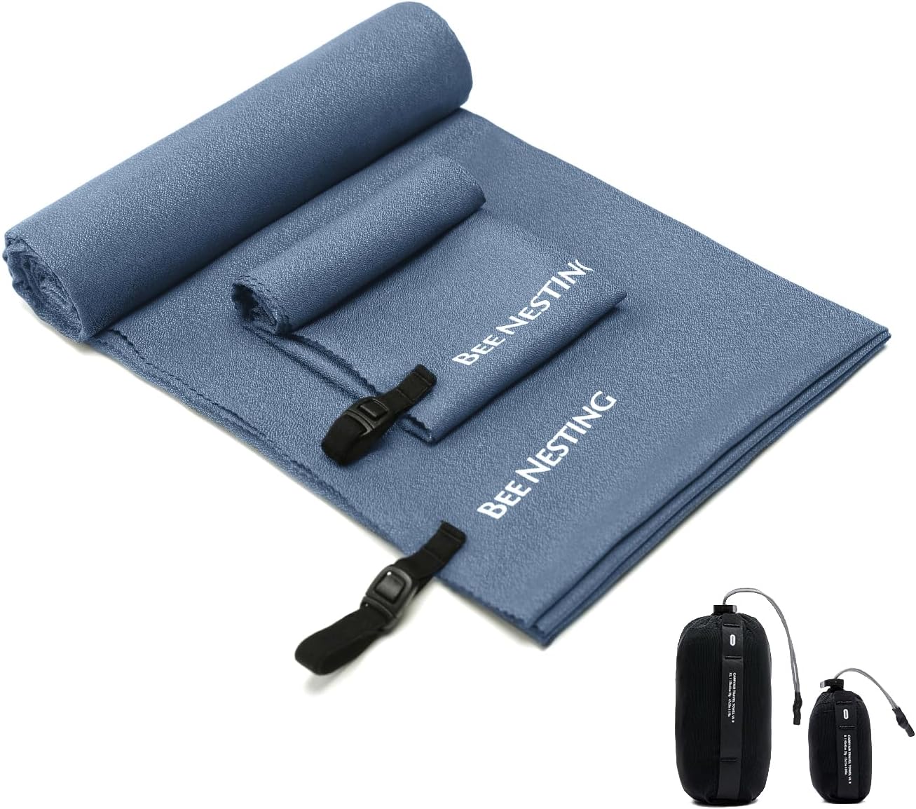 Ultralight Quick Dry Towel,Microfiber Quick-Drying Towels with Compact Packable Pocket for Travel, Beach, Camp, Gym, Swimming (Navy Blue 2 Set)