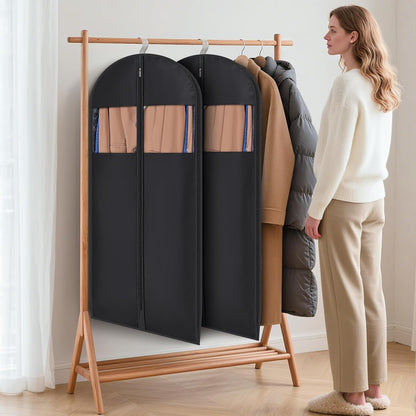 Syeeiex 54'' Space Saving Hanging Garment Bag with Self Compression Zipper(2PCS) - Save 50% Space, Garment Bags for Hanging Clothes with 8'' Gussets, Can Hold 6 Down Coats, 8 Winter Coats or 20 Shirts