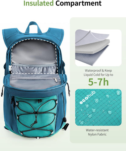 ECOHUB Hydration Backpack for Men Women, 20L Lightweight Hiking Daypack Cycling Backpack with 2L Water Bladder, Insulated Hydration Pack with Waist Pack