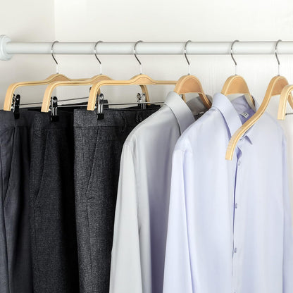 TOPIA HANGER Slim Natural Wood Hangers with Extra Soft Non-Slip Rubber Grips, 30-Pack High-Grade Fashion Hanger No Shoulder Bump for Sweaters, Hoodies, Jacket, Dress, Coat -CT15N30