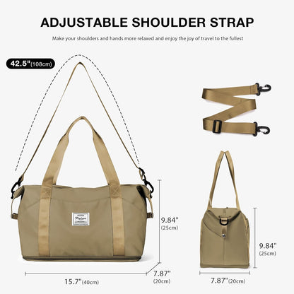 Travel Duffel Bag, Sports Tote Gym Bag, Shoulder Weekender Overnight Bag for Women