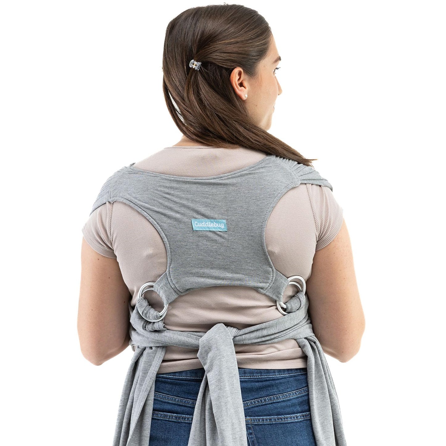 CuddleCarry™ Pre-Wrapped Baby Ring Sling by CuddleBug - Adjustable, Lightweight Baby Carrier Wrap - Ergonomic Front Carry for Newborn to Toddler (0-36m, 8-35 lbs) - Gray