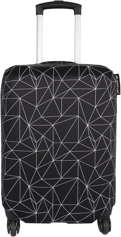 Explore Land Travel Luggage Cover Suitcase Protector Fits 18-22 Inch Case (Black Polygonal, S)