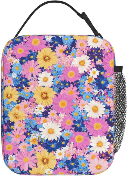 Floral Insulated Lunch Box for Women Men Floral Lunch Bag for Travel,or Fishing Polyester