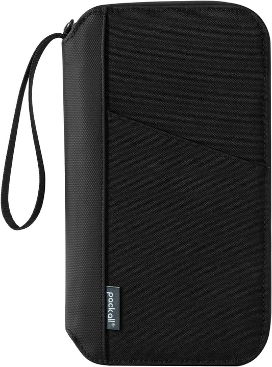 pack all Travel Passport Holder with RFID Blocker, Water-Resistant Passport Wallet with Wrist Strap, Multiple Family Airplane Document Organizer for Cards, Boarding Pass, ID, Cash, Tickets