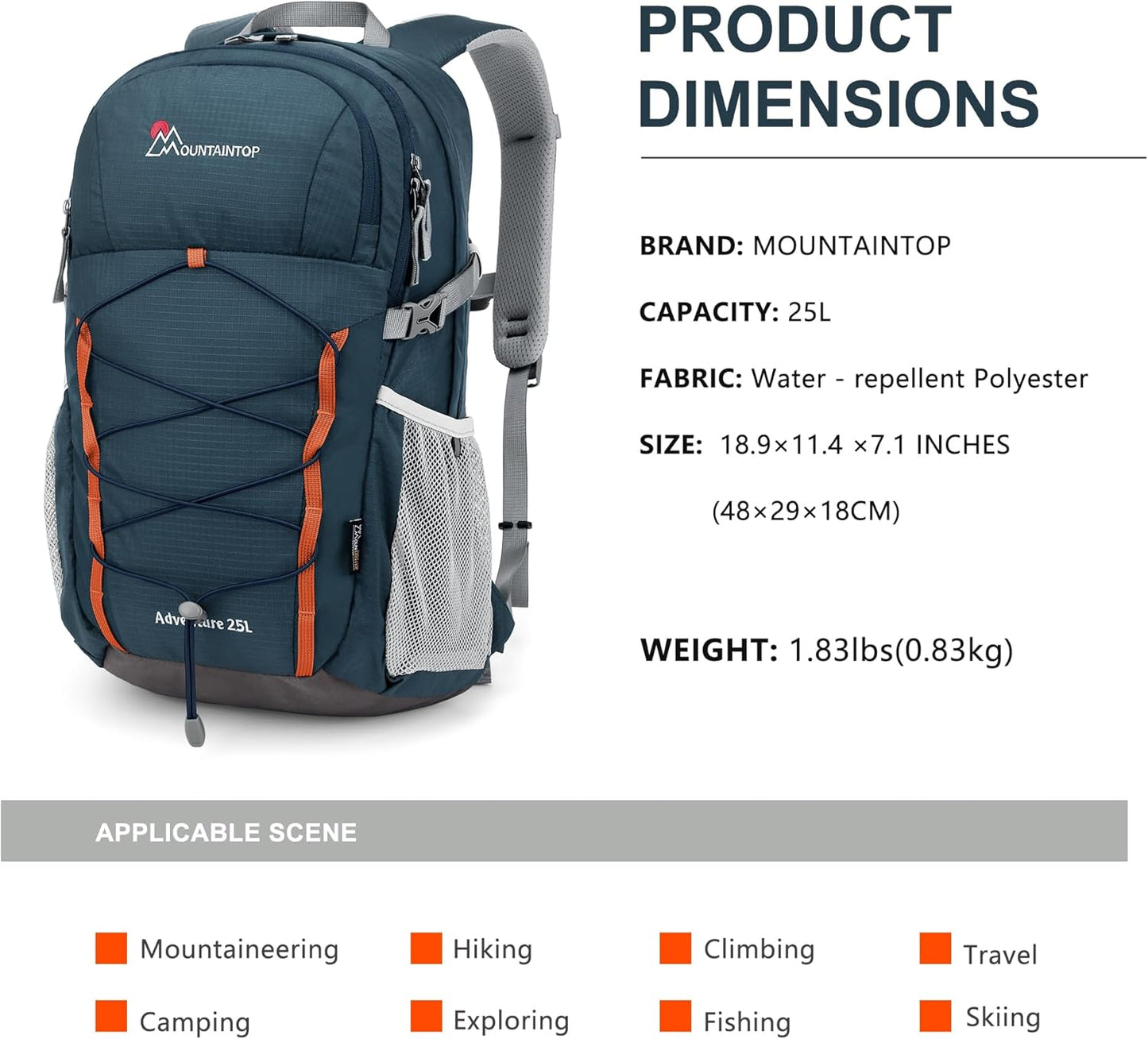 MOUNTAINTOP 25L/40L Hiking Backpack,Lightweight Travel Backpack for Men Women Outdoor Backpacking, Camping