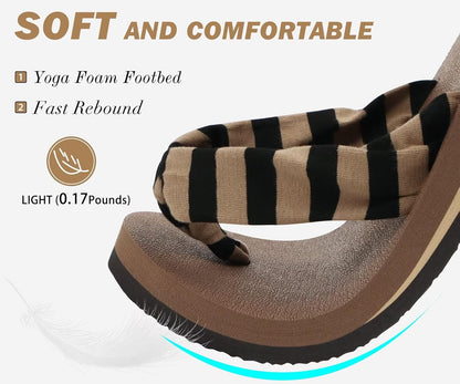 KuaiLu Flip Flops for Women with Arch Support Yoga Mat Comfortable Summer Beach Walking Thong Cushion Sandals Slip On Indoor Outdoor