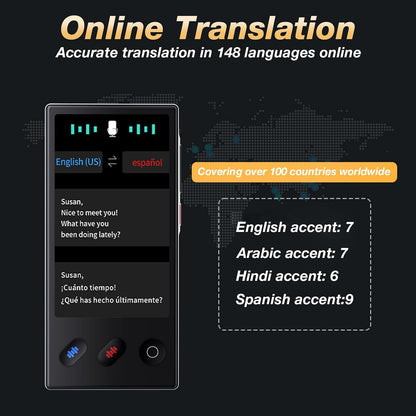 Language Translator Device 2025, AI & ChatGPT & No WiFi Needed, Real-Time Two Way Voice/Photo Translation, 148+ Languages Offline/Online, Portable for Business, Learning & Global Travel