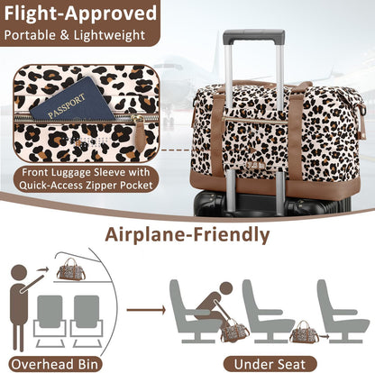 Travel Duffle Bag for Women, Weekender Bags, Hospital Bag for Labor Delivery,Lightweight Tote Duffel Overnight Bag with Luggage Sleeve,Airplane Travel Bags with Toiletry Bag,X-Large,Leopard