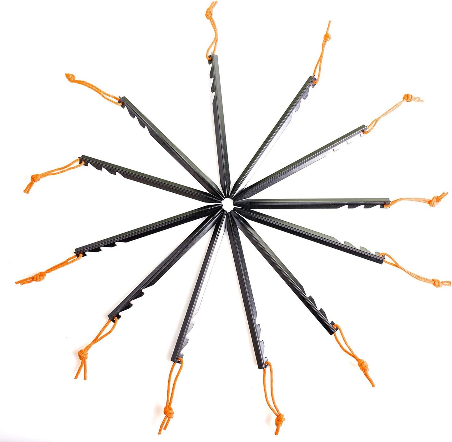 Aluminum Alloy Tent Stakes Pegs, 12-Pack Aluminum Ground Pegs with Reflective Pull Ropes, Lightweight Metal Stakes Pegs for Camping Tents Hammocks